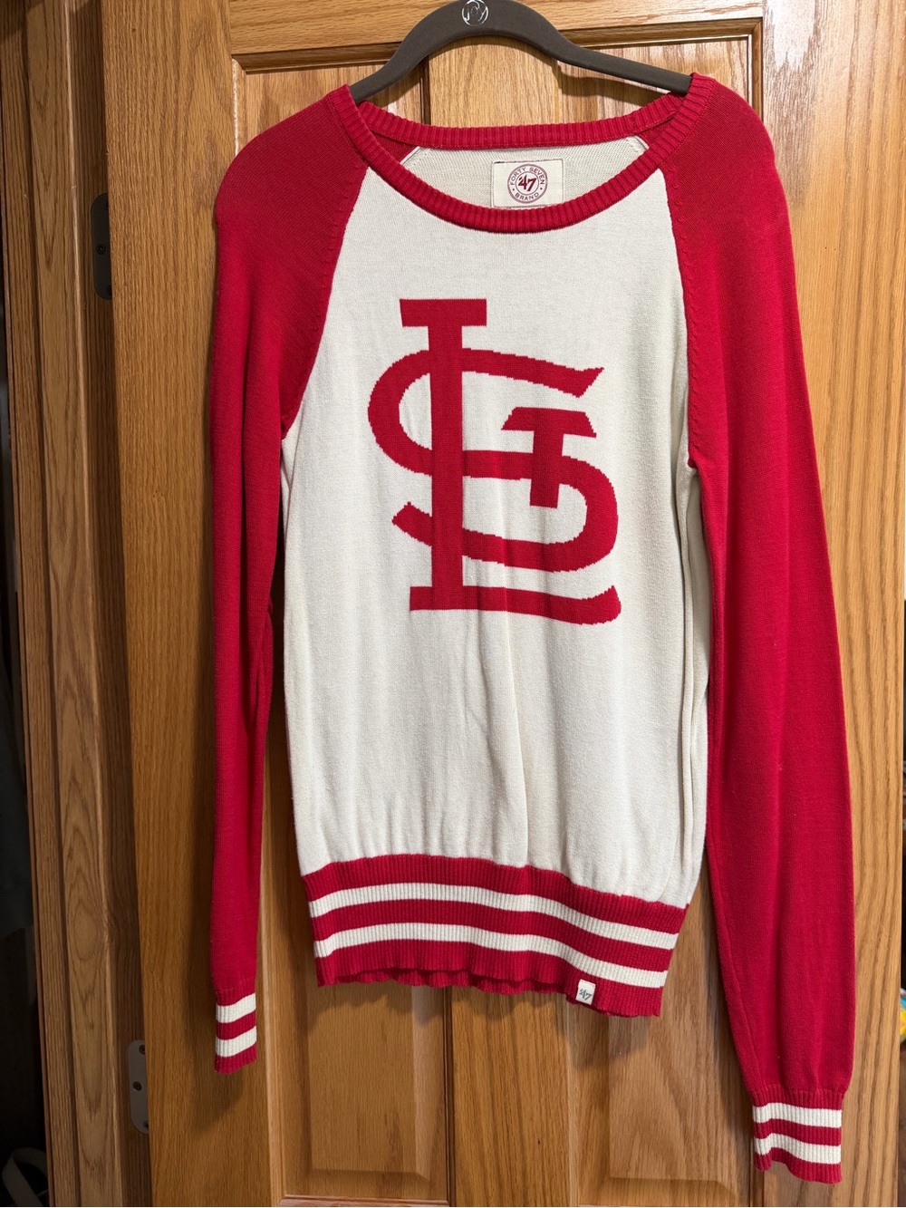 47 St. Louis Cardinals Red and White Raglan Logo Sweater